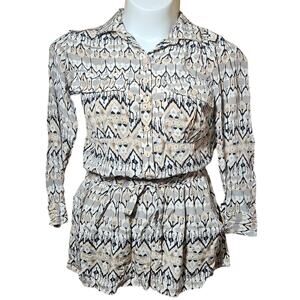 Tan and Black Abstract Print Romper Size Small